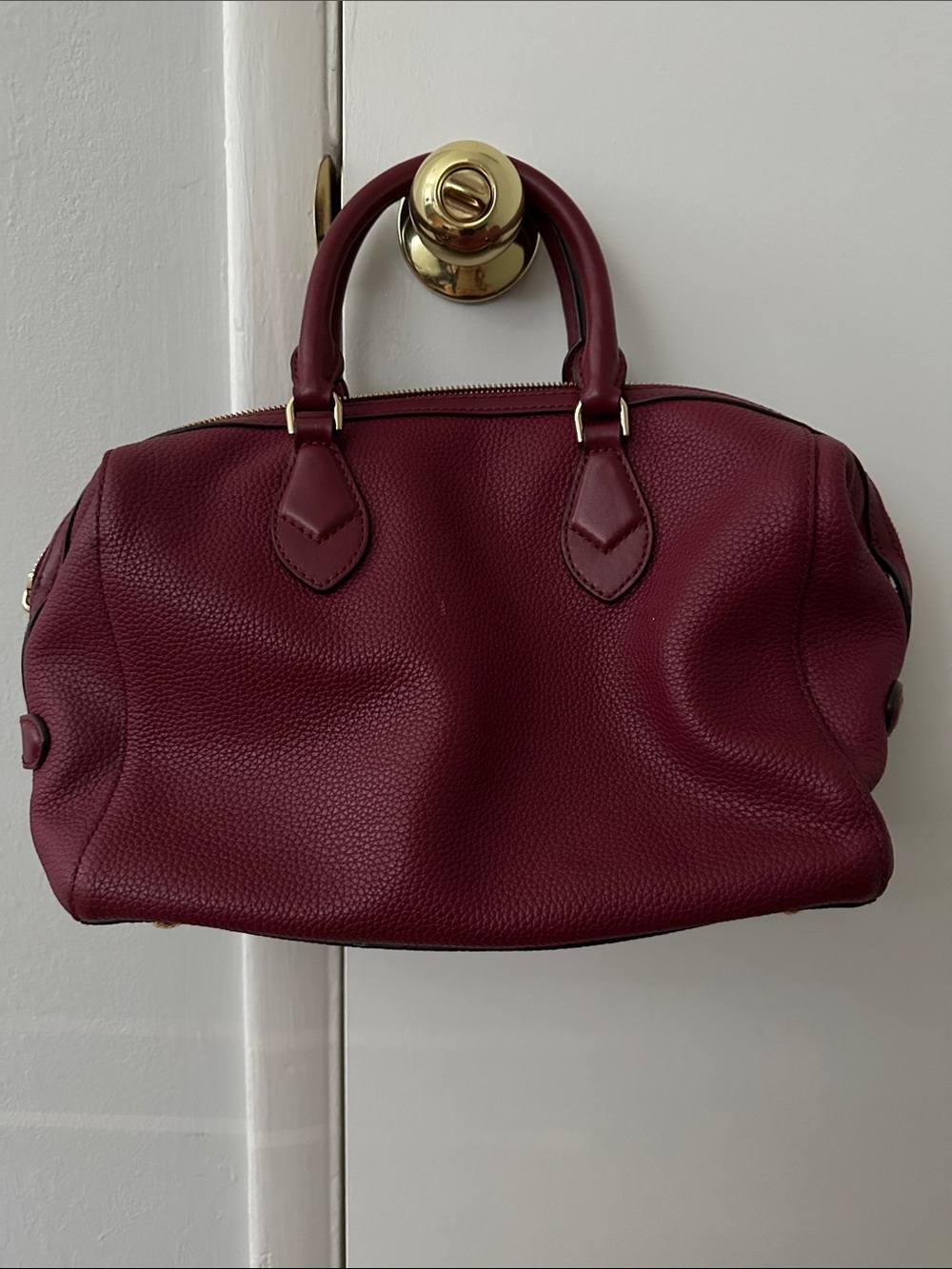 Michael Kors Wine Leather Satchel with Gold Hardware - Picture 2 of 11
